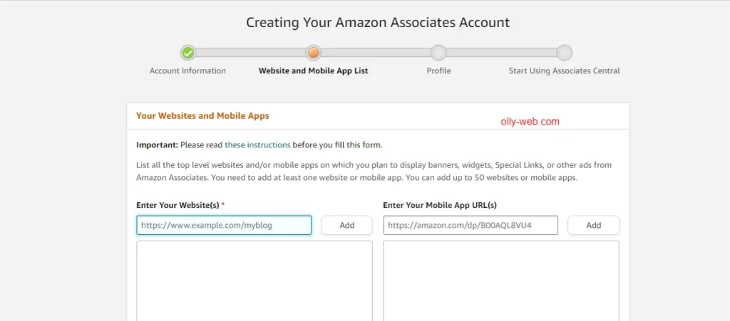 amazon affiliate form filling