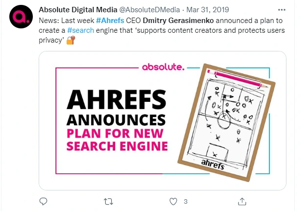 ahrefs First time announcement of yep