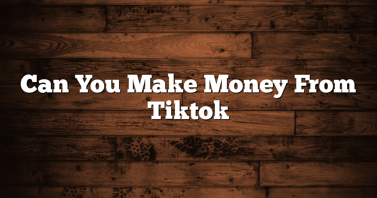 Can You Make Money From Tiktok