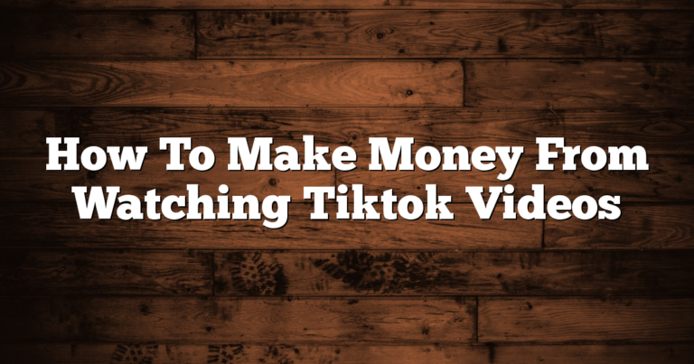 How To Make Money From Watching Tiktok Videos