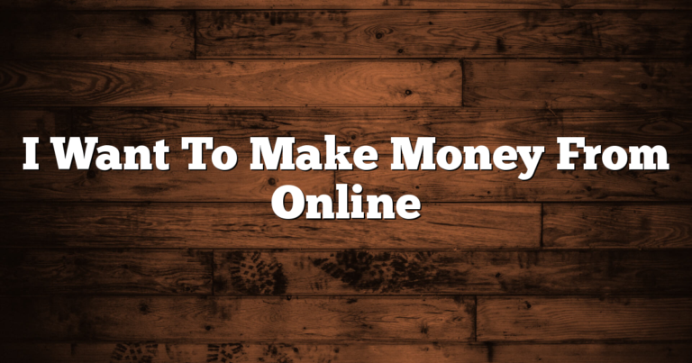 I Want To Make Money From Online