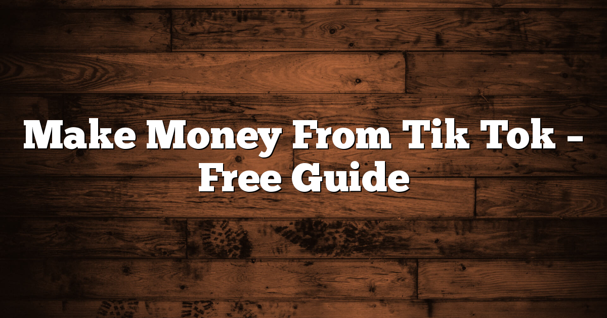 Make Money From Tik Tok  – Free Guide