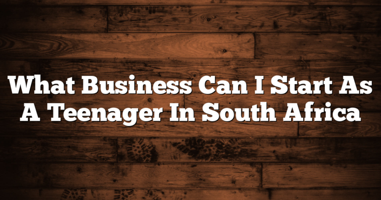 What Business Can I Start As A Teenager In South Africa