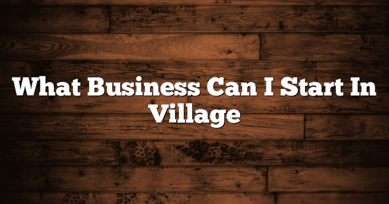 What Business Can I Start In Village