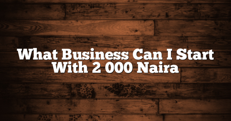 What Business Can I Start With 2 000 Naira