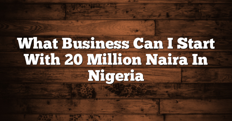 What Business Can I Start With 20 Million Naira In Nigeria