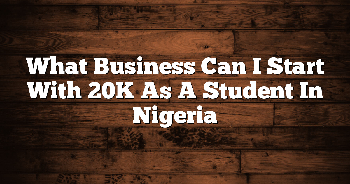 What Business Can I Start With 20K As A Student In Nigeria