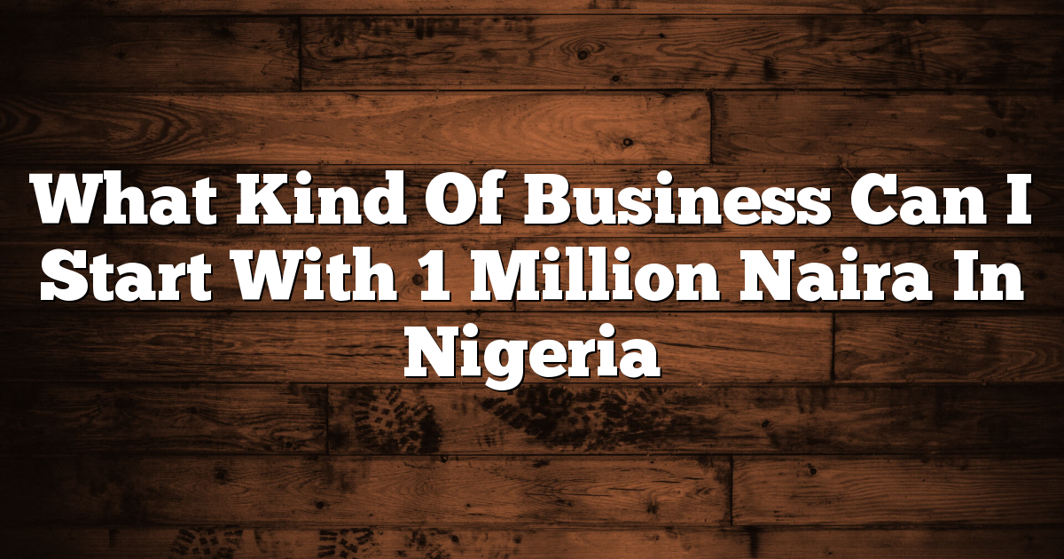 What Kind Of Business Can I Start With 1 Million Naira In Nigeria