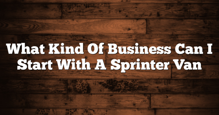 What Kind Of Business Can I Start With A Sprinter Van