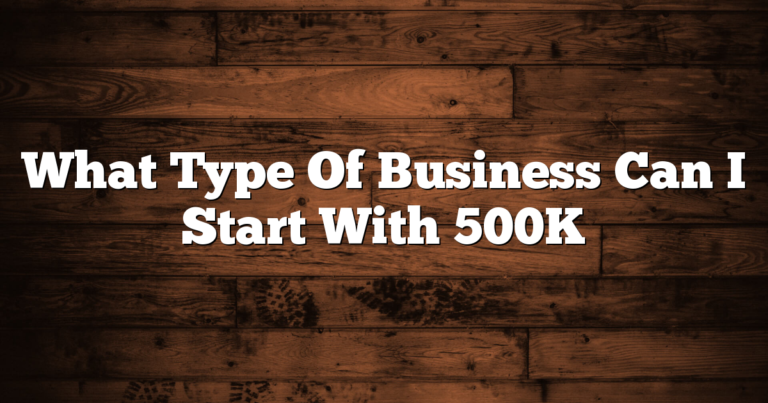 What Type Of Business Can I Start With 500K